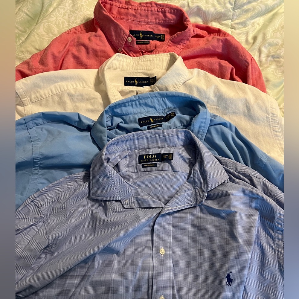 Men’s Ralph Lauren Long sleeve button down shirts 3XLT. Includes 4 shirts.